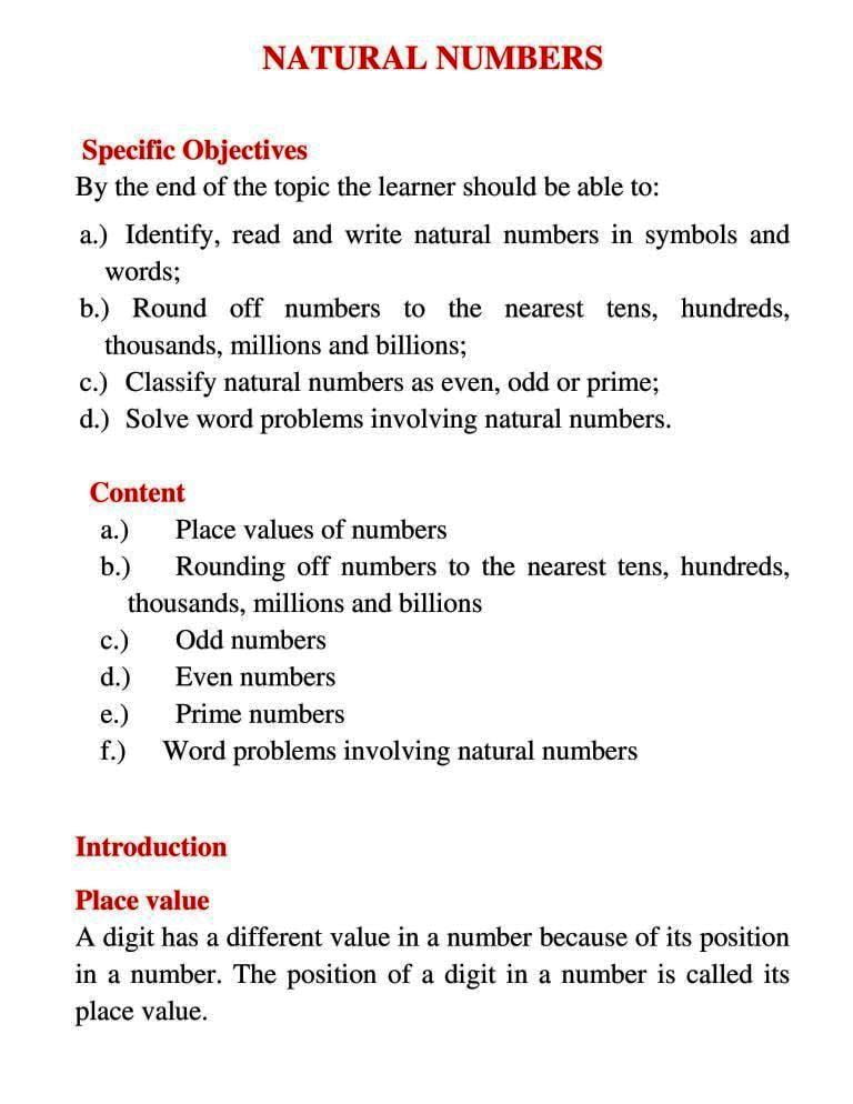 NATURAL NUMBERS Chapter 1 1