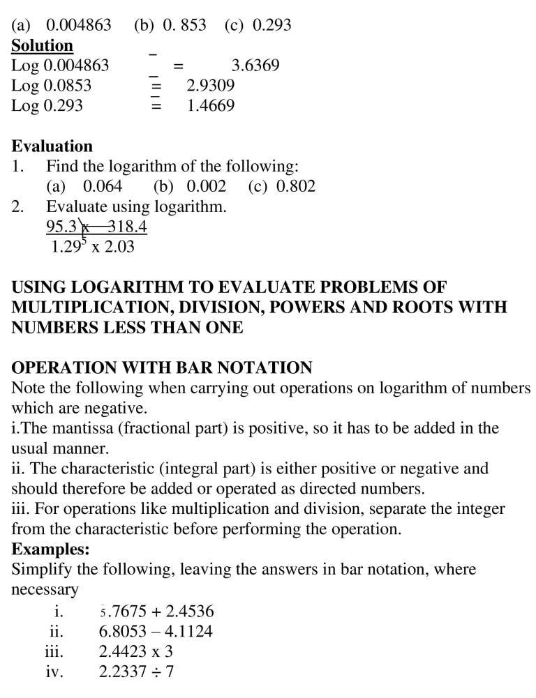 REVISION OF LOGARITHM OF NUMBERS GREATER THAN ONE AND LOGARITHM OF NUMBERS LESS THAN ONE_07