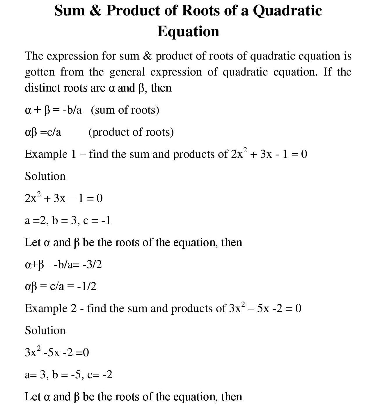 Sum & Product of Roots of a Quadratic Equation_1