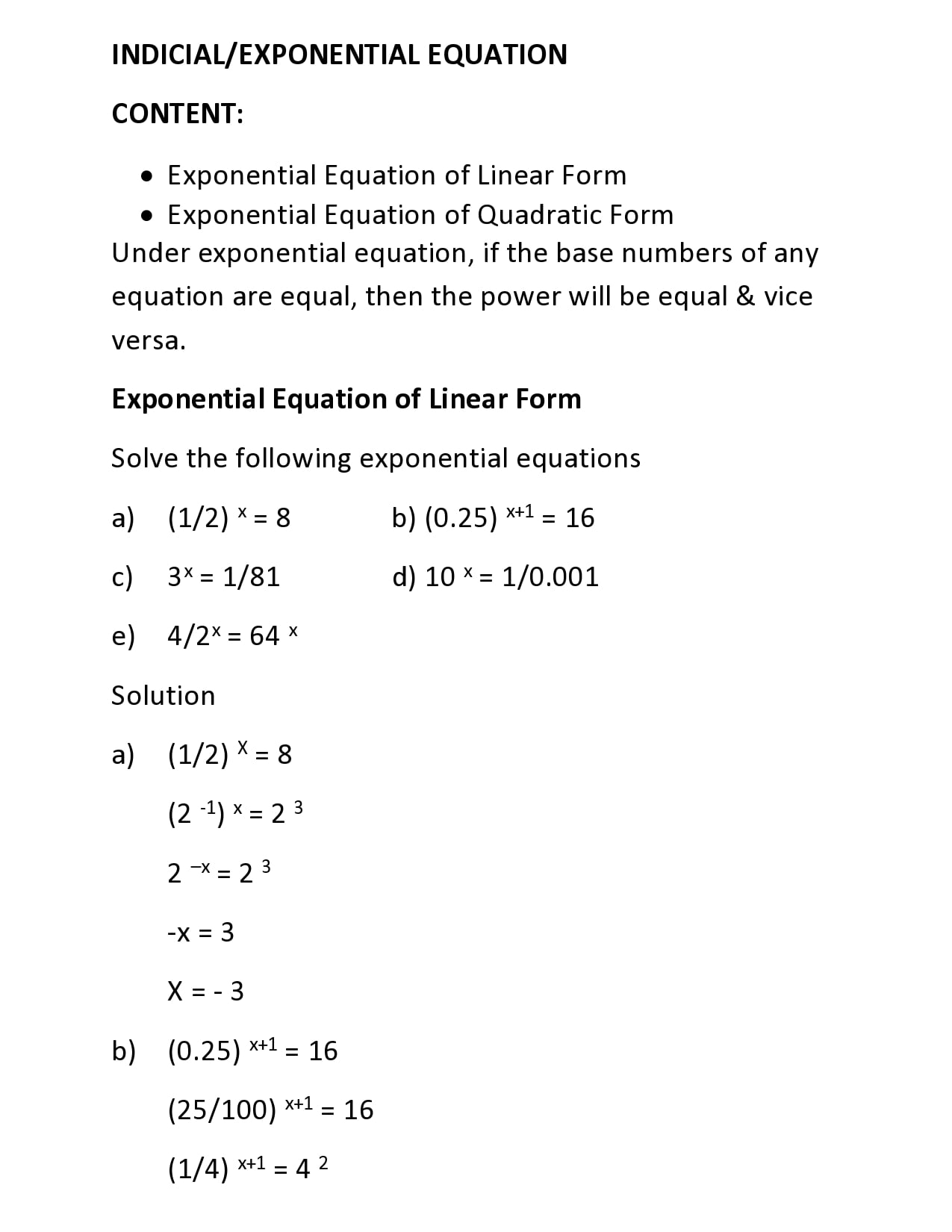 INDICIAL/EXPONENTIAL EQUATION1