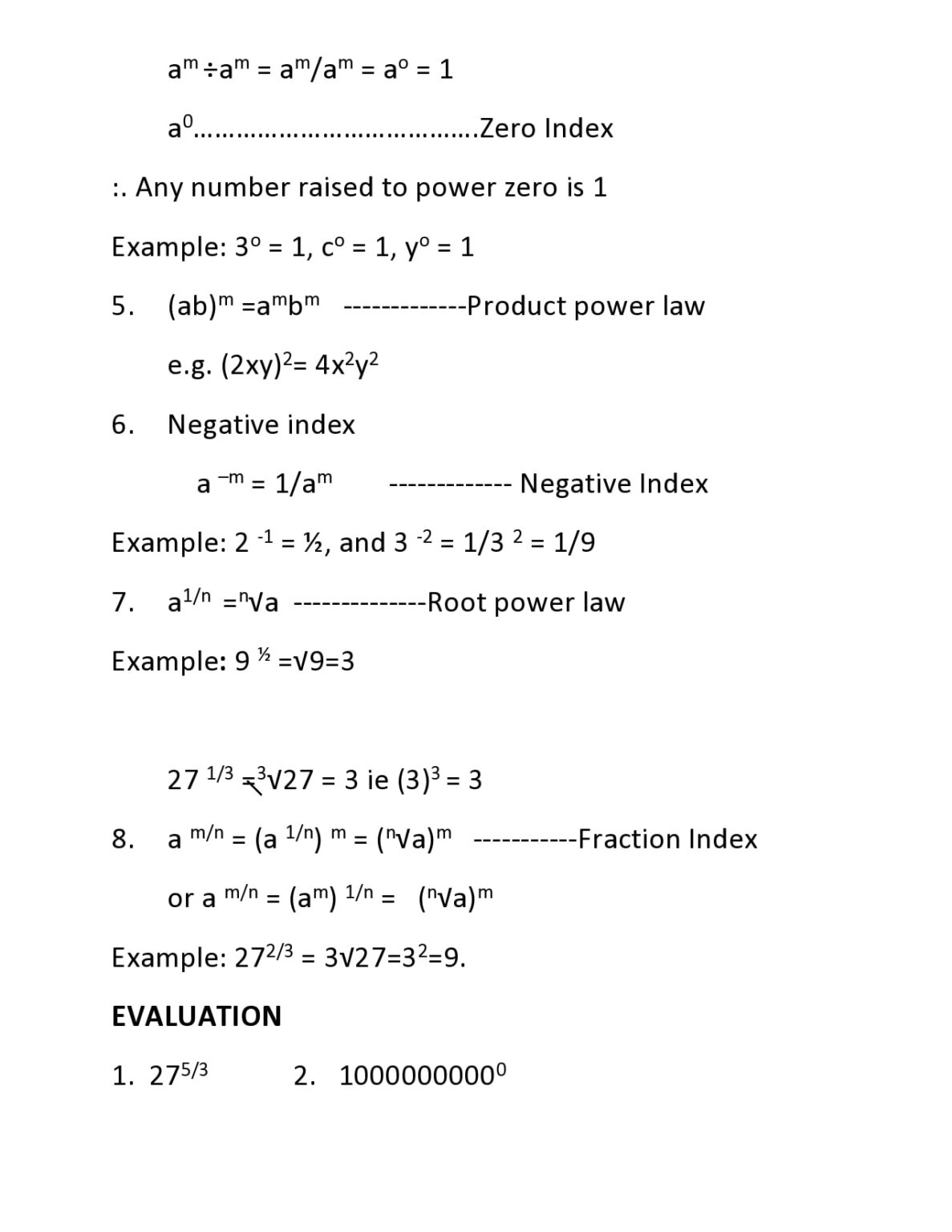 BASIC CONCEPT & APPLICATION OF LAWS OF INDICES 2024 Acadlly