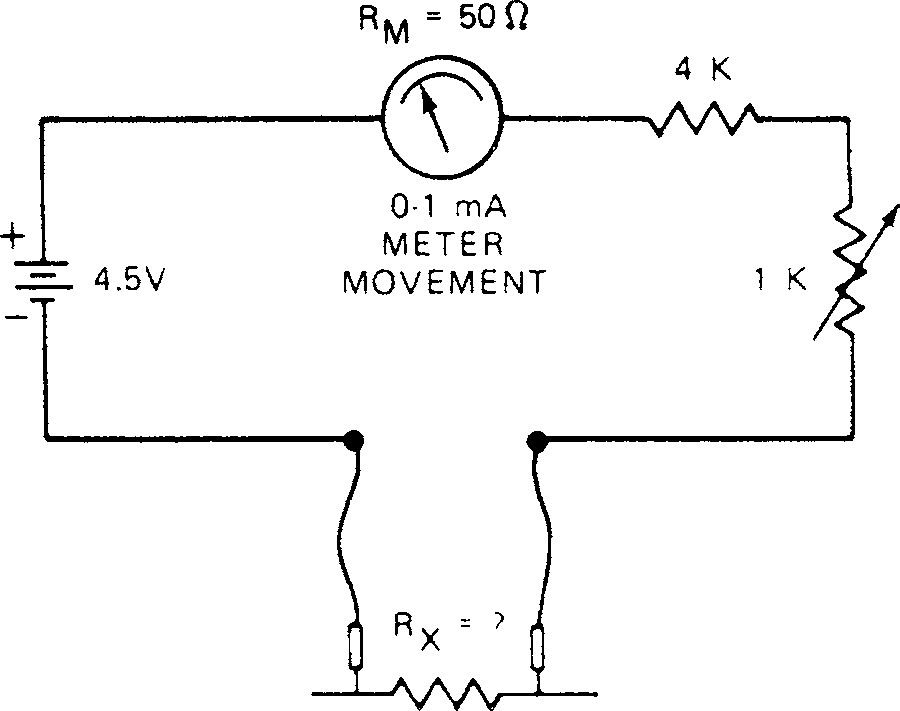 ELECTRICAL INSTRUMENTS 6 Fig. 1 45 Internal Circuit Of An Ohmmeter.