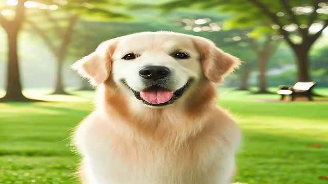 The Ultimate Guide to Dog Training 1 A Realistic Photo Of A Golden Retriever Sitting In A Park With Green Grass And Trees In The Background. The Dog Looks Happy, With Its Tongue Slightly 11zon